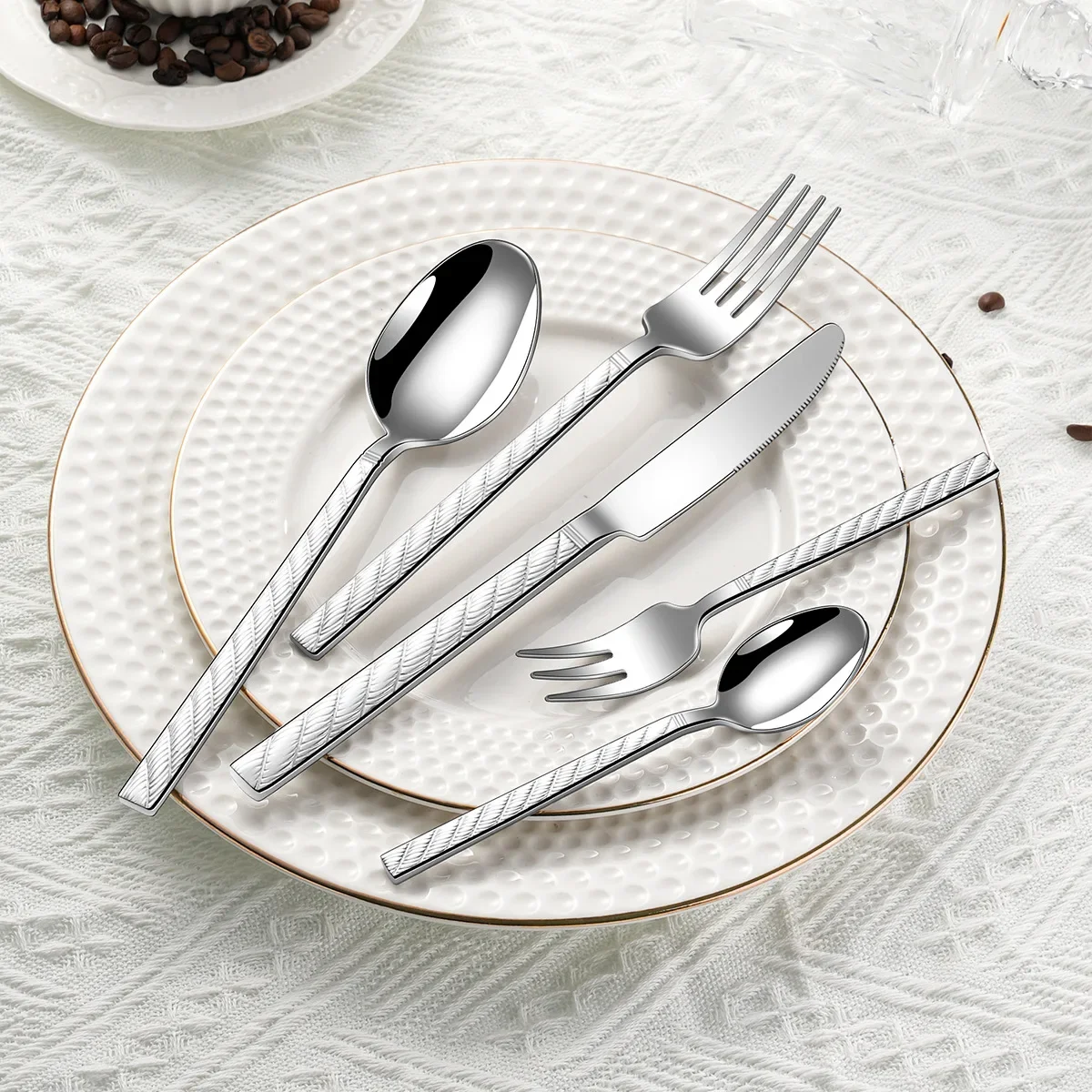 30Pcs Fashion  Cutlery Set 18/10 Stainless Steel Gift Flatware 410 Steel Knife Fork Spoon Dinnerware for 6 Drop Shipping