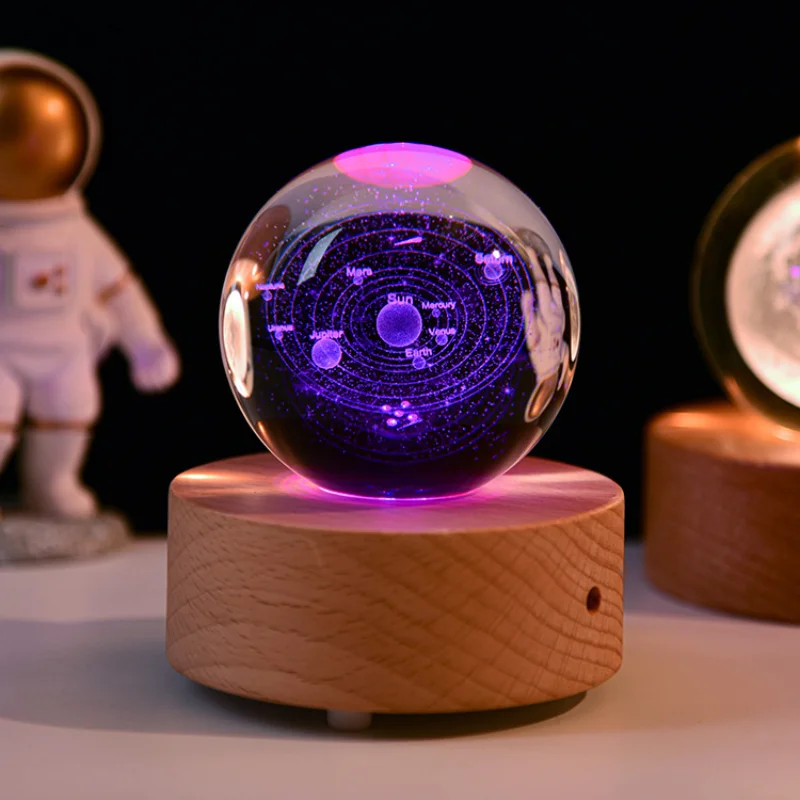 Bluetooth Music Box Wholesale Starry Sky Crystal Ball 3D Inside Carving Glass Ball Design Style Home Decoration