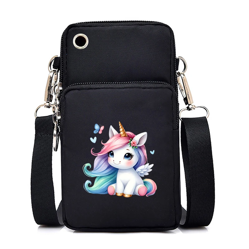 Mom & Baby Cute Lion Printed Women Mobile Phone Bag Flower Unicorn Animals Mama Mobile Shoulder Bag Women Wallet Crossbody Bags