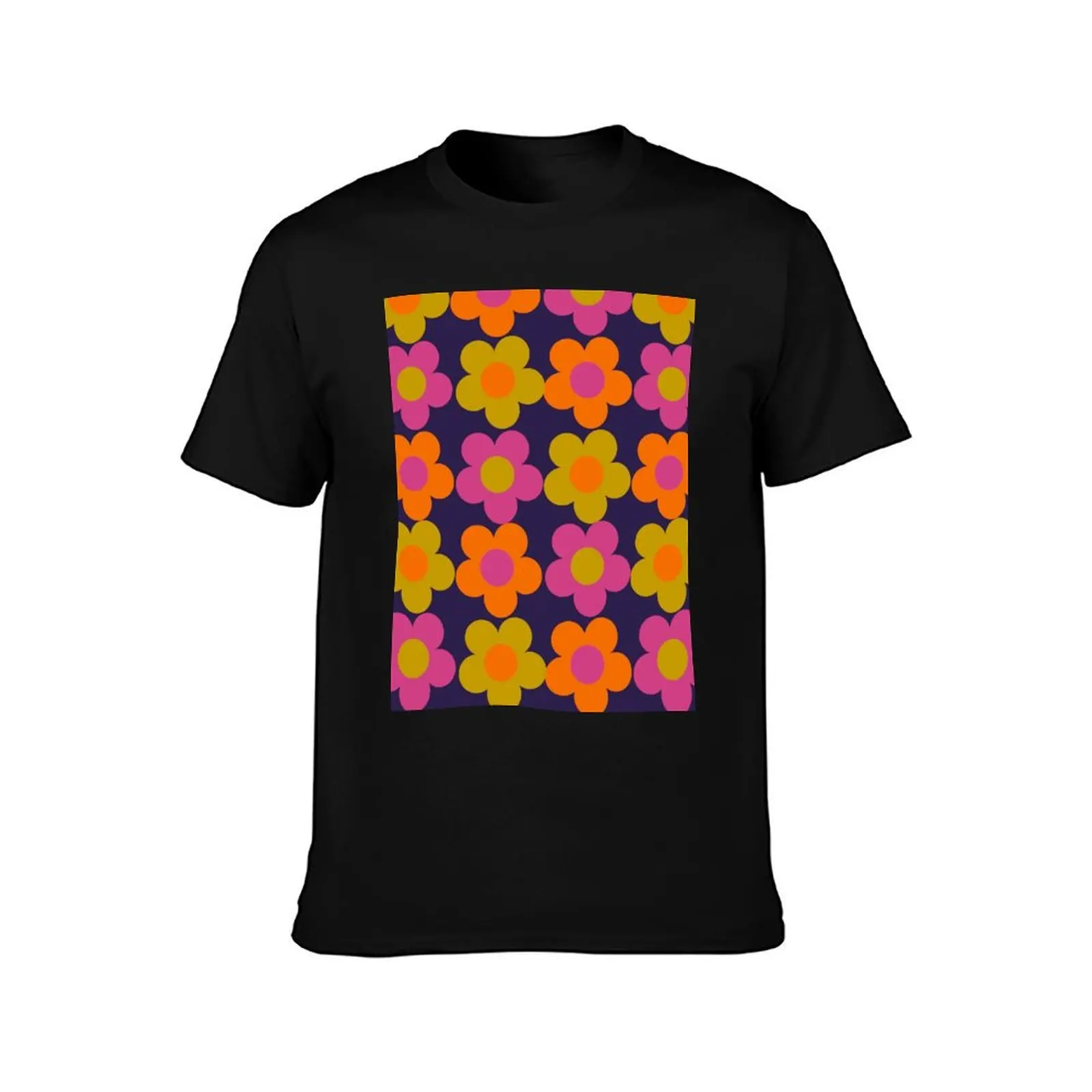 1960s 60s flowers Power Daisy Pattern T-Shirt Plus Size Solid Color T-Shirt