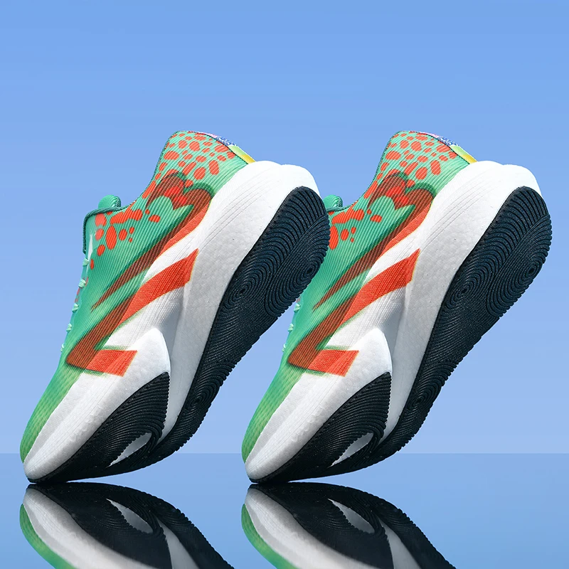 Herren-Freizeitsportschuhe, farbenfrohe Laufschuhe mit Leopardenmuster und Farbverlauf, dicke Sohle, hohe Dämpfung, atmungsaktive Laufschuhe mit feinem Mesh-Material, rutschfest und abriebfest, ideal für Langstreckenläufe, Fitness-Training, tägliche Anlässe und Reisen, trendige Unisex-Schuhe. – Detail 18