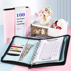 A5 100 Envelope Savings Challenge Zip Bag Loose-Leaf Binder Budget Binder With Cash Envelopes Money Organizer System