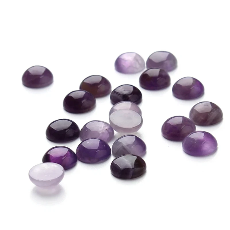 10pcs/lot  Amethyst Cabochons Round Natural Stone cabochon charms For Bracelet Earrings Ring Accessories Components Loose Beads