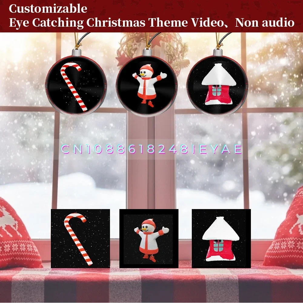 Small Size 12 Cm 3D Hologram Projection Fan Christmas Balls Plastic for Christmas Decoration