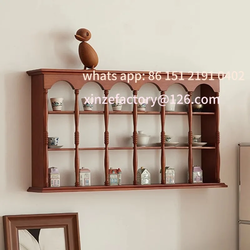 

Customizable holder wooden wall cabinet medieval wall-mounted shelf solid wood storage rack wall-mounted figure display rack
