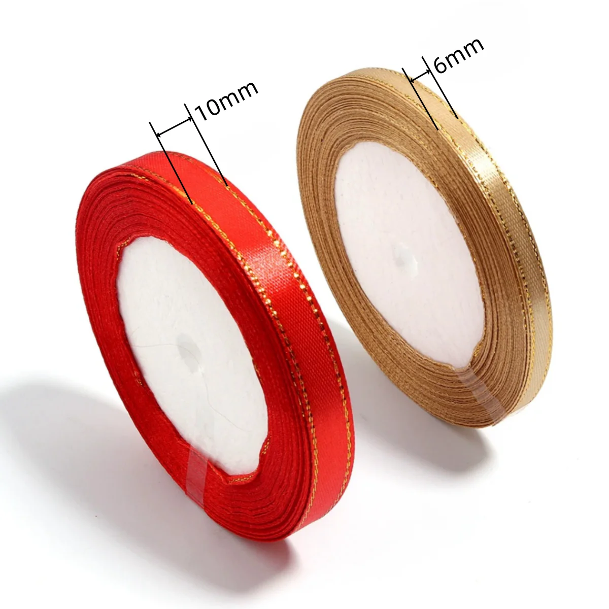 25Yards/Roll Polyester Satin Ribbon Gold Edged Fabric Ribbon For DIY Crafts Gift Bouquet Wrapping Wedding Decor Handmade Accesso