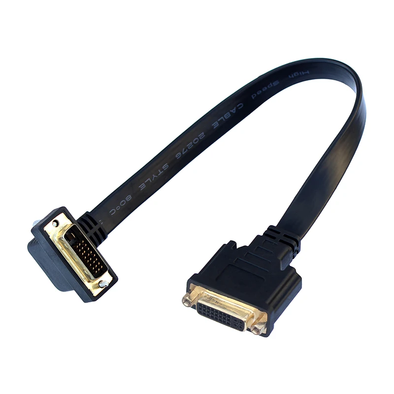 25CM DVI Extension 90 Degree Cable DVI-I M to DVI-D Male Angled Short Video Cable Cord  for PC Monitor