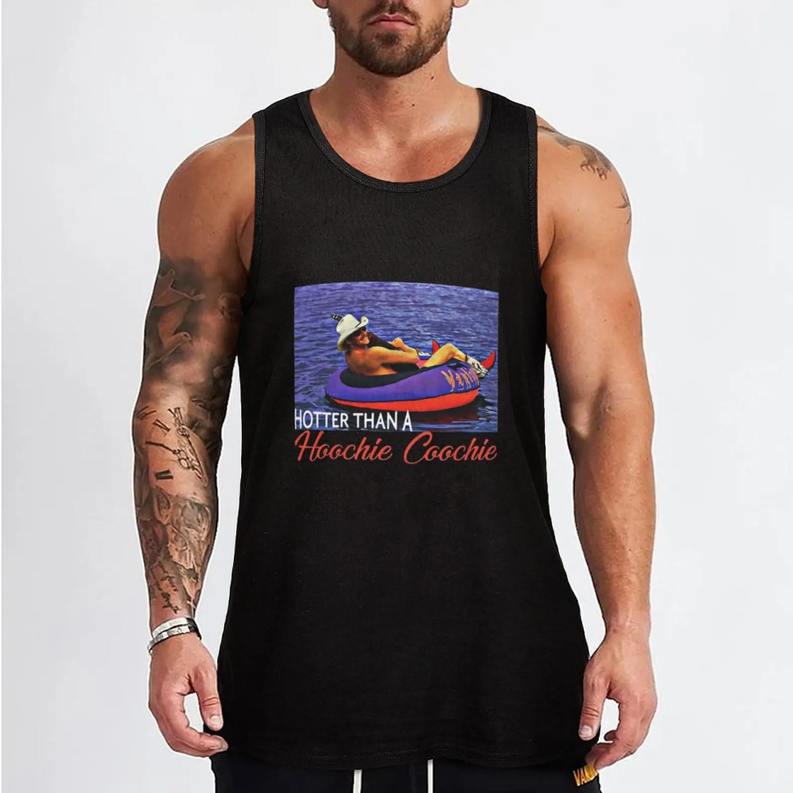 Alan Jackson Hotter Than A Hoochie Coochie Chattahoochee Tank Top t shirts Men's summer t-shirt Men's clothes