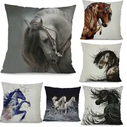 Printing Running Horse Cushion Cover Wild Animals Pillowcase Office Chair Waist  Home Decor