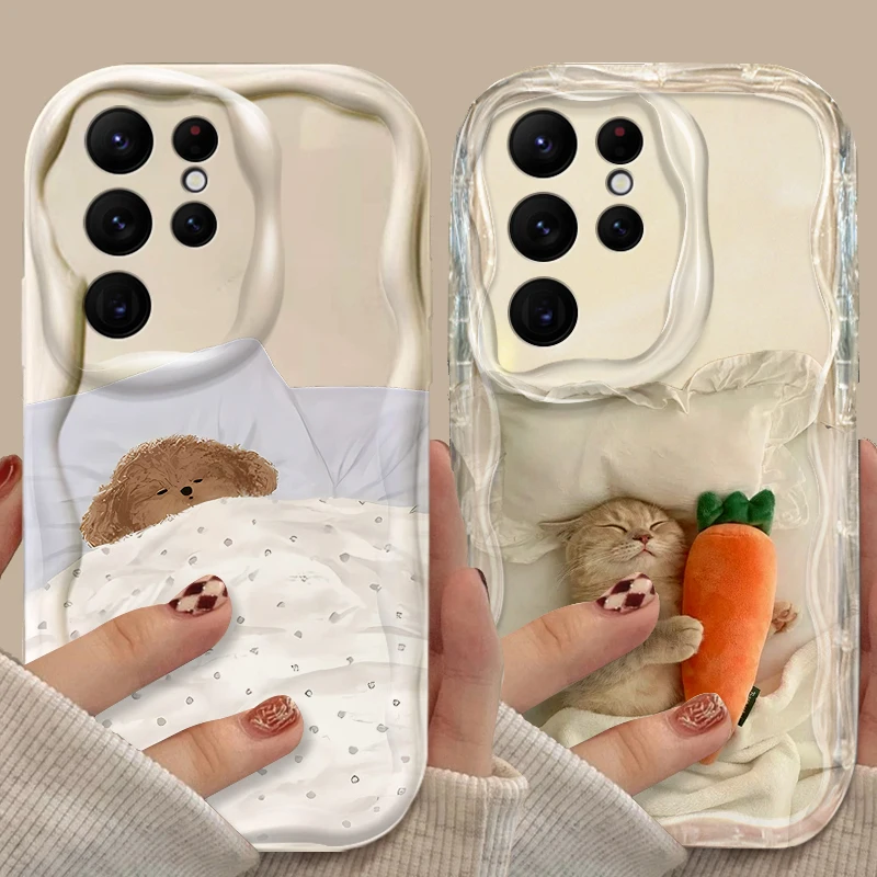 Funny Cat Dog Carrot Case For Samsung Galaxy S24 Ultra S23 S22 Plus S21 S20 FE A25 A55 A35 A15 A16 A05 A05S A06 3D Silicone Capa