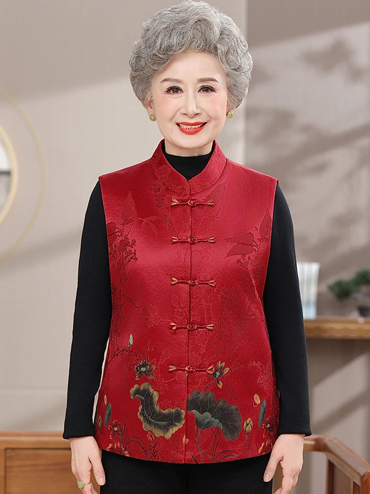 

Spring Autumn Vest ly Women's Casual Faion Outerwear Coat andmother Sle Mommy Clothes Retro Manin Collar Jaet