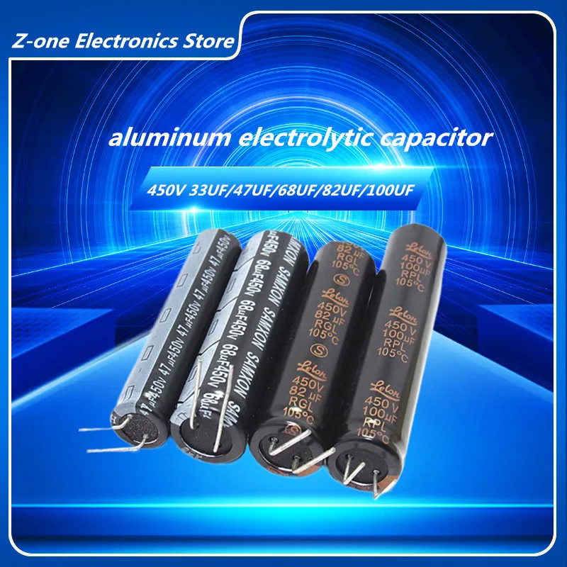 4-10PCS 47uF 450V 3.3UF 4.7UF 6.8UF 10UF 22UF 33UF 39UF 47UF 68UF 82UF 100UF Liquid Crystal Slim New electrolytic capacitor