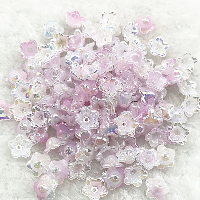 50pcs Gradient Bell Orchid Flower Acrylic Loose Beads for Jewelry Making DIY Hairpin Earrings Bracelet Accessories