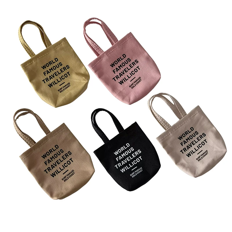 For 1/6 Doll Letter Print Canvas Bags Mini Casual Shoulder Bag Handbag Dress UP Toys Decor Accessories