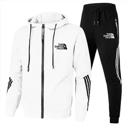 2024 Spring and Autumn Men's Two-piece Tracksuit, Casual Sports Jacket, Harajuku Sports Suit, Sports Hoodie