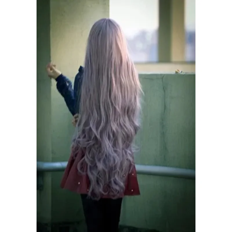 100cm donna signora capelli lunghi ricci ondulati parrucca viola Cosplay parrucche complete Cosplay Halloween Costume Party Taro Lolita spedizione gratuita