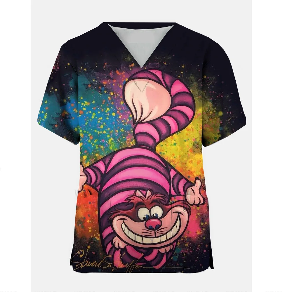 Top smerigliato da donna abbinato con scollo a V Toy Story Strawberry Bear cartone animato uniforme smerigliata sottile infermiera smerigliata top