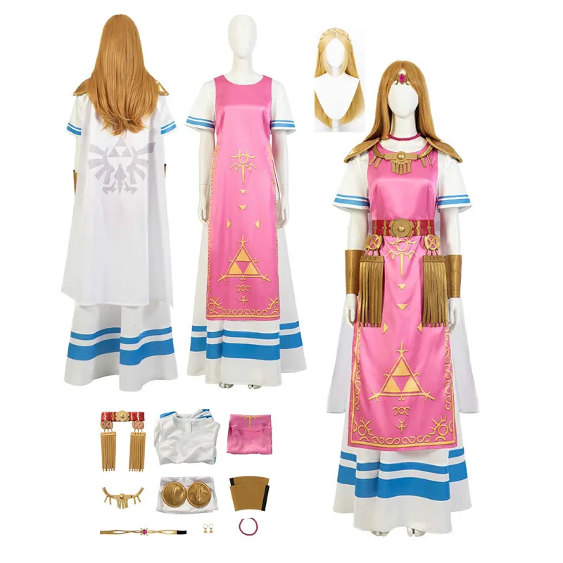 

Link Cosplay Costume Woman Skyward Sword Princess Dress Girl Role Playing Cloak Accessories Outfit Halloween Carnival Party Suit