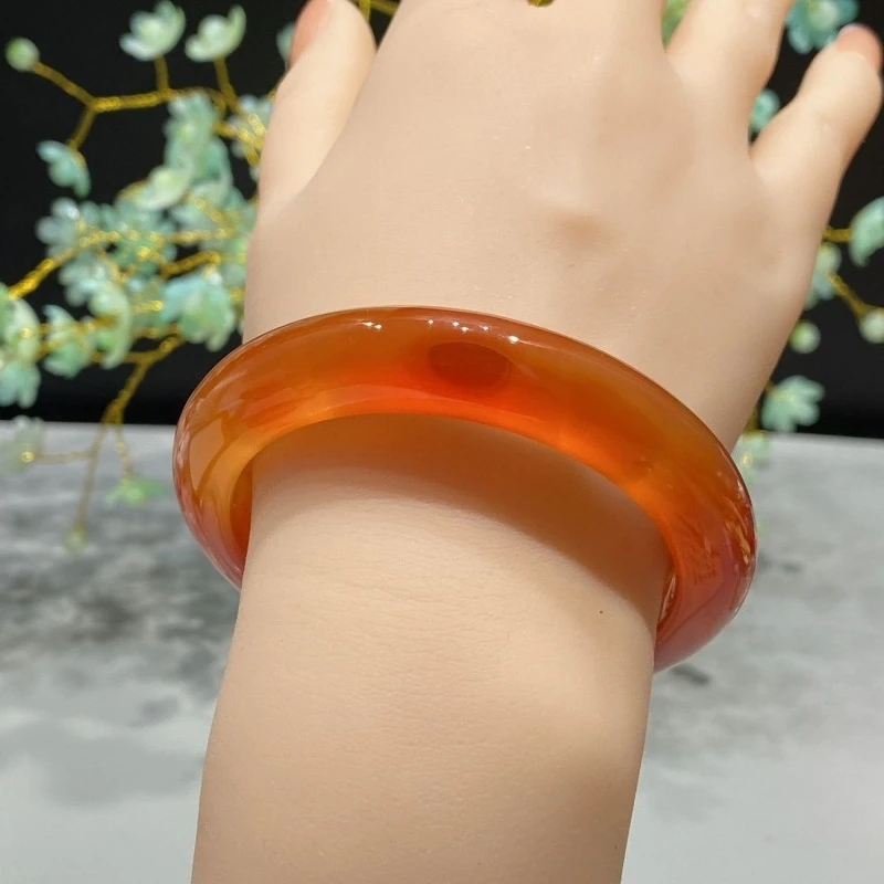 New Ice-through Orange-red Agate Bracelet, Trendy Daily Jewelry