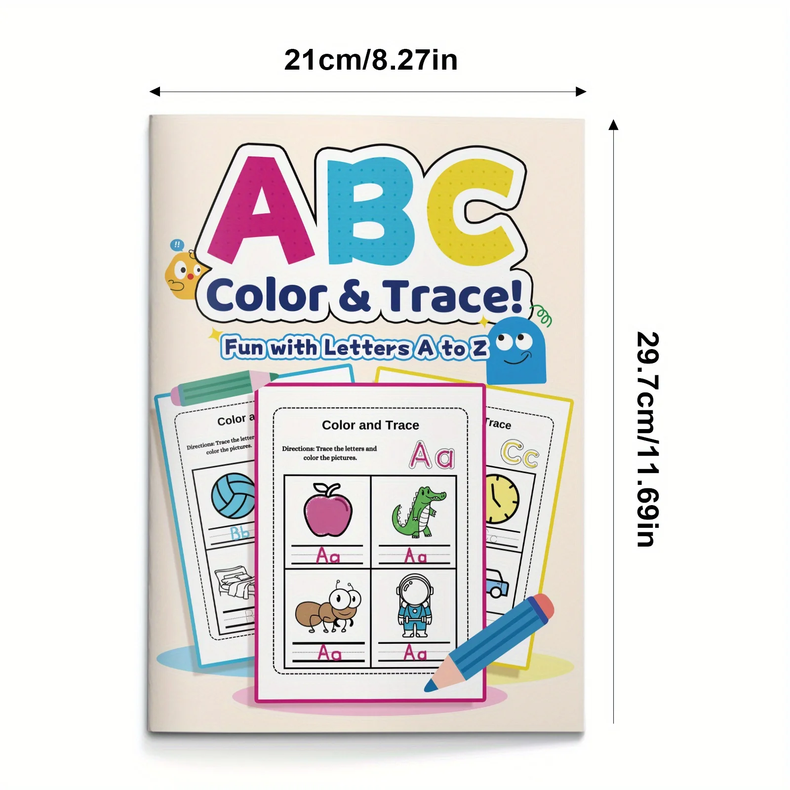 Alphabet Color and Trace Workbook for Kids, Learn Letters A to Z with Fun Coloring and Tracing Activities