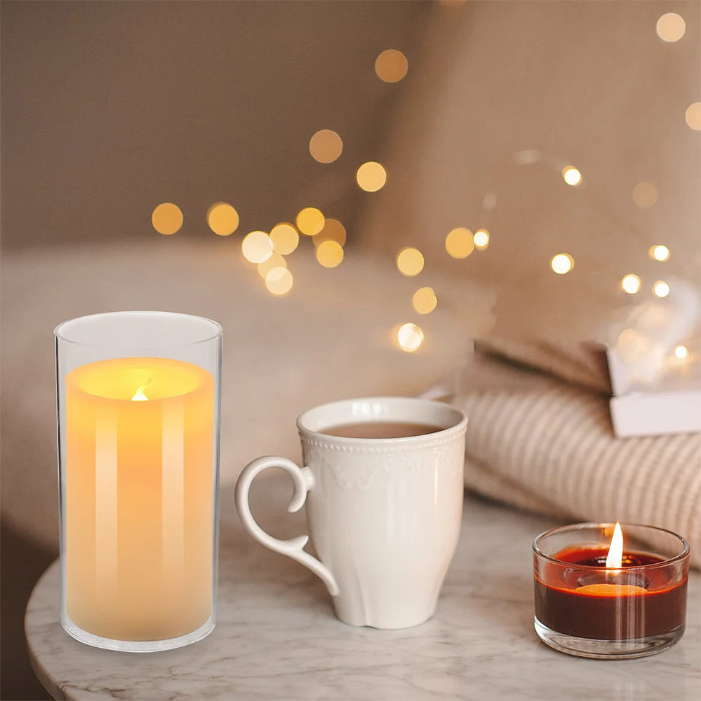 

4Pcs Transparent Glass Holder Sleeves Windproof Cylinder Covers for Indoor Outdoor Use Clear Chimney Tubes