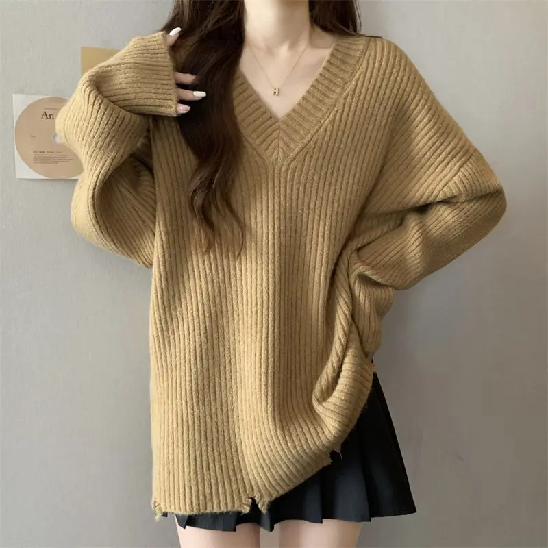 

90s Vintage Dark Academia Knitted Sweater Punk Ripped Out Cropped Pullovers Y2K Harajuku Chic Retro Grunge