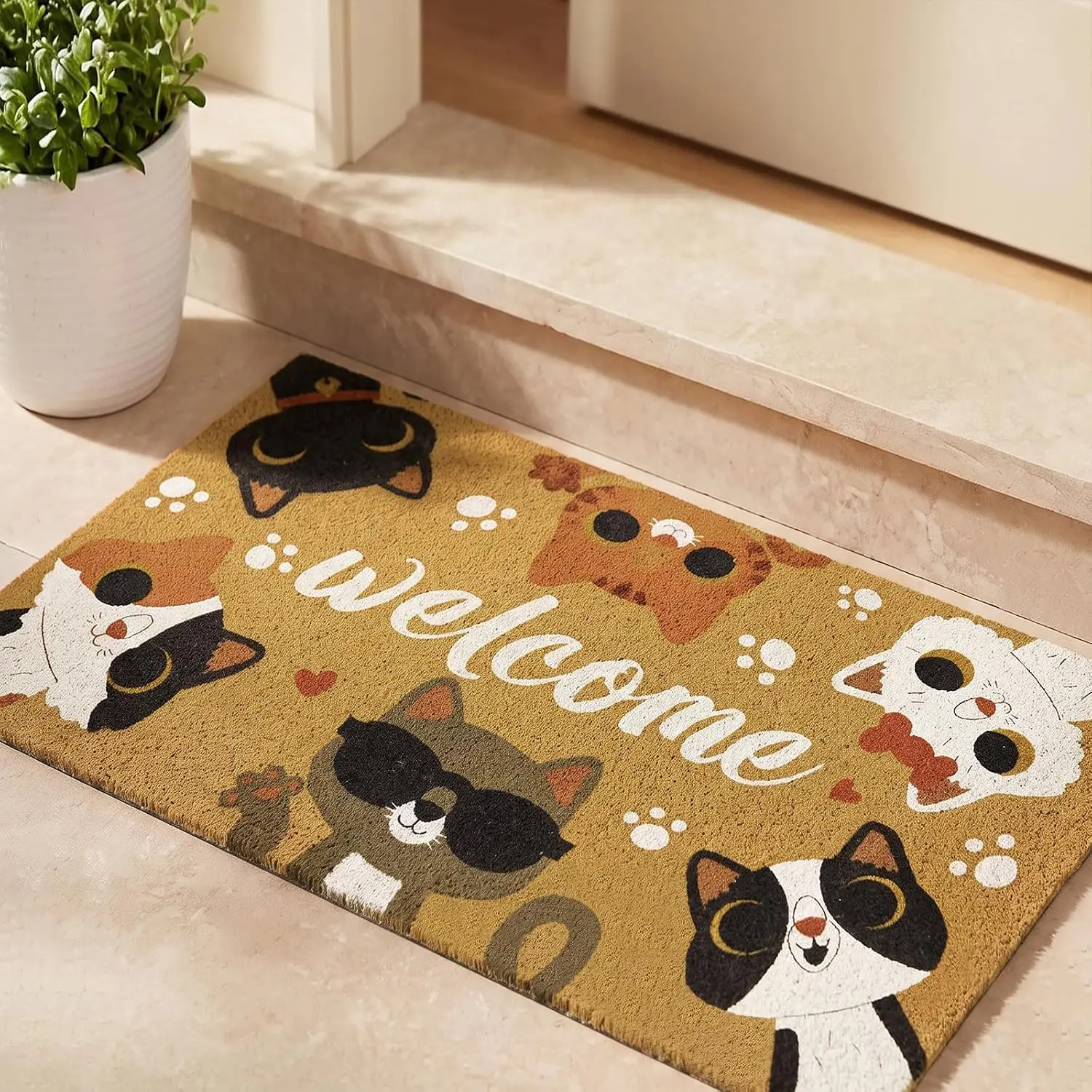 Merry Christmas Welcome Mat Printed Xmas Tree Indoor Outside Doormat Entrance Entry Door Rug Blacking for Kitchen Decor Gifts
