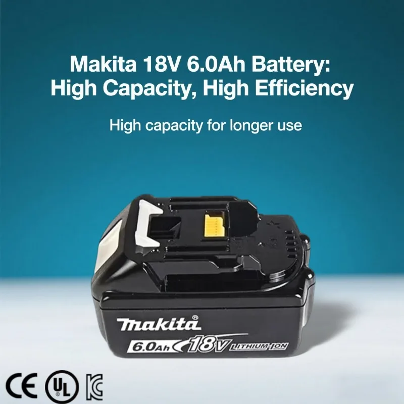 

Original Makita 18V Battery 6.0Ah | Stable Power for Nailers Professional Woodworking Fits BL1850B/BL1860 Lithium Battery