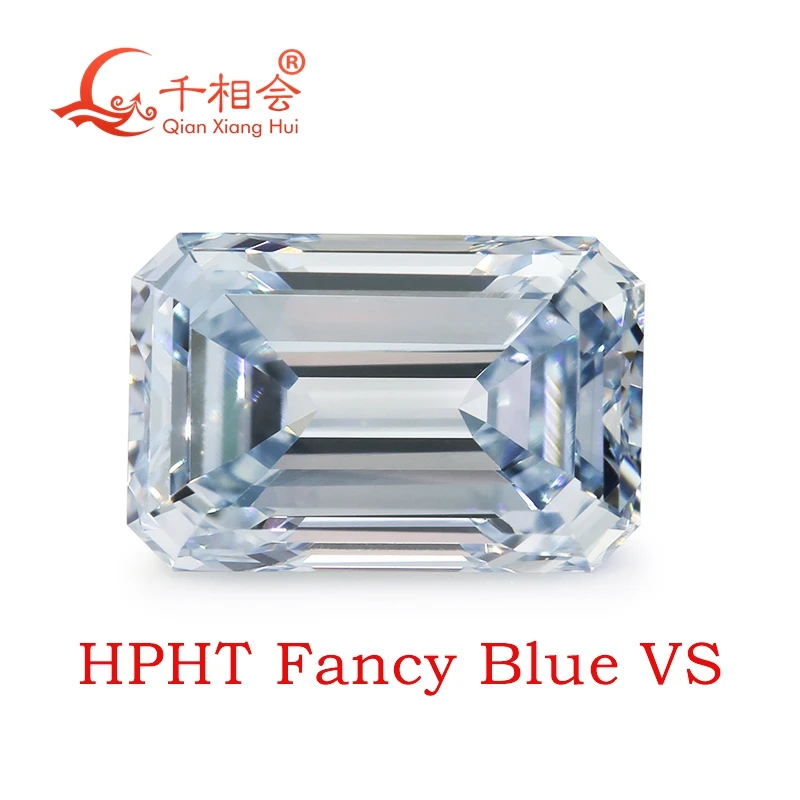 يتوهم الأزرق HPHT Lab-Grown Diamond 0.8-1ct قطع الزمرد VS وضوح GEMID معتمد لتصاميم المجوهرات الأنيقة