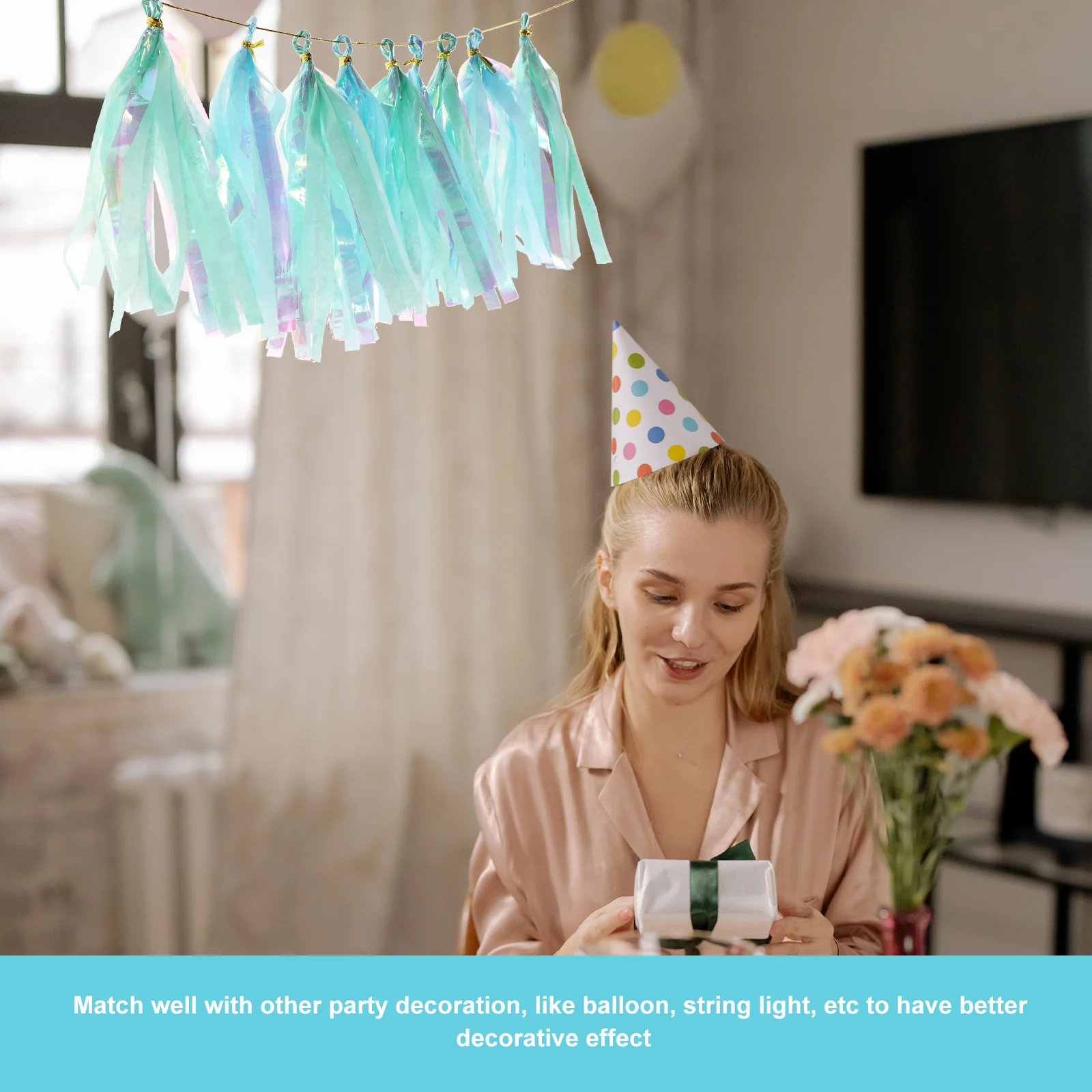 

4Sets Tassel Garland Party Decor DIY Assemble Cut Freely for Wedding Birthday Baby Shower Balloon Tassel Decor