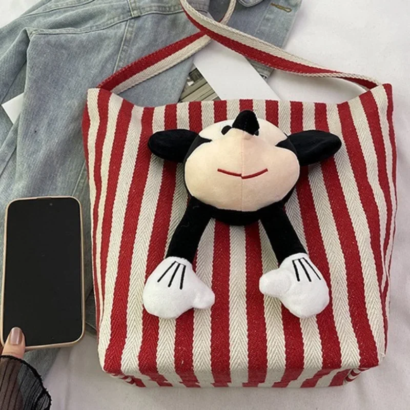 Disney-Sac en toile rayé pour femme, sac sous les bras, grande capacité, nouvelle mode initiée, ComPiedmont