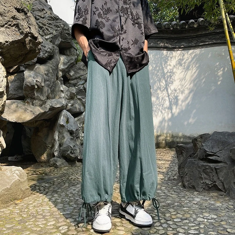 Dünne Sommer Lose Männliche Geerntete Hosen Günstige Trend Verkauf Original Kleidung Designer Xxxl Einfarbig männer Casual Breite bein Hosen