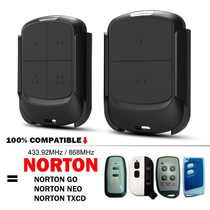

For NORTON Garage Door Remote Control 433MHz 868MHz Compatible With NORTON GO NEO TXCD Electric Gate Transmitter Opener