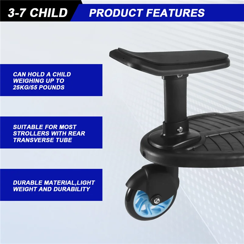 

YSUN-Baby Stroller Wheeled Board Kids Wheel Board Stroller Step Stand Ride On Boards Plate Detachable Seat