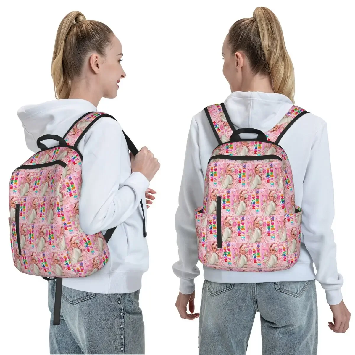 Karol G Happy Valentines Day Backpack Large Capacity Kids BookBag School Bag Shoulder Bags for Men Women