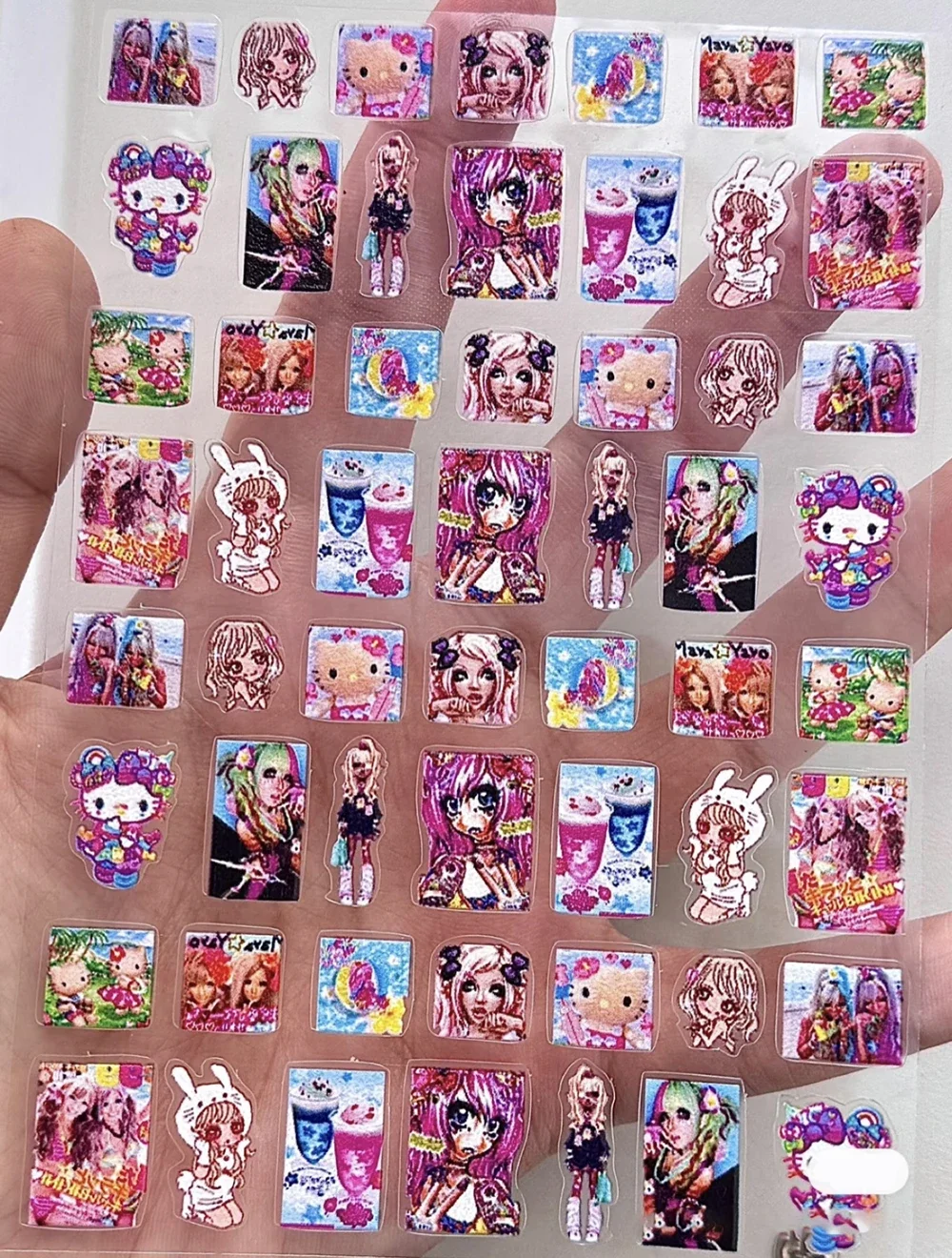 

Cartoon Rilakkuma Hello Kitty Pvc Waterproof Nail Art Stickers South Y2K Retro Animal Scrapbook Mobile Phone Decoration Stickers