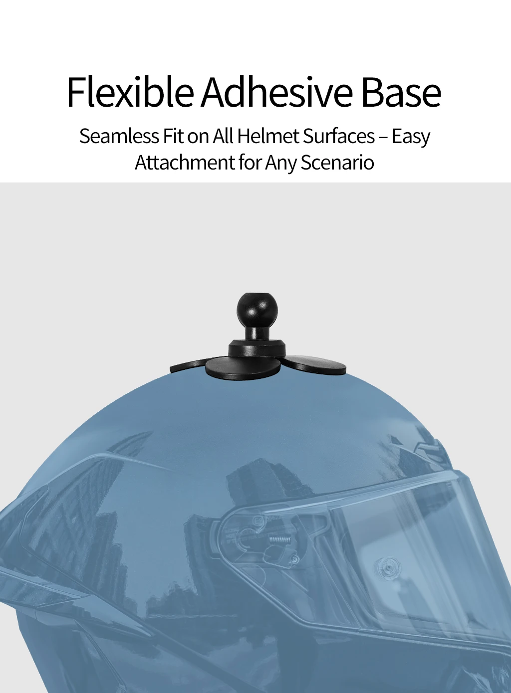 360 drehbare Helm-Kamerahalterung, flexible selbstklebende Basis, 17 mm Kugel für GoPro 13 12 11 Insta360 X4 X5 Ace Pro Motorradhalterung – Detail 2
