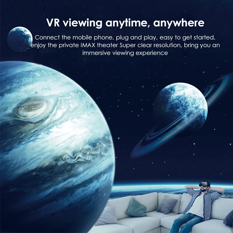 แว่นตา VR แบบ all-in-one A108 70องศาจอกว้างหูฟังความละเอียดสูงหน้าจอแว่น VR ยักษ์