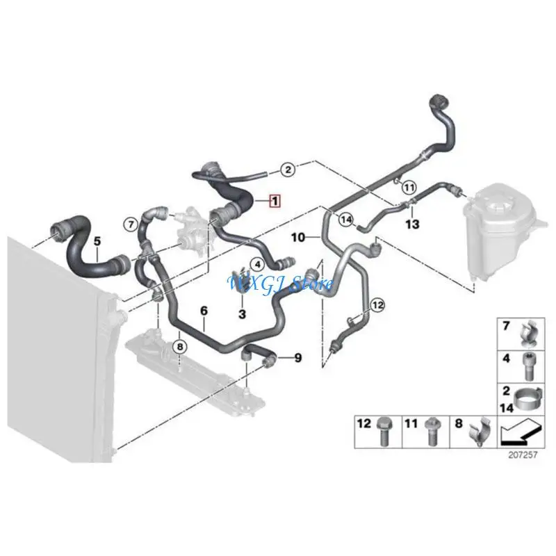 

37JE Radiator Hose Upper for E70 3.0L 2007-2010 17127537107 17127593490 Engine Coolant Tube Constant Temperature Cooling Pipe