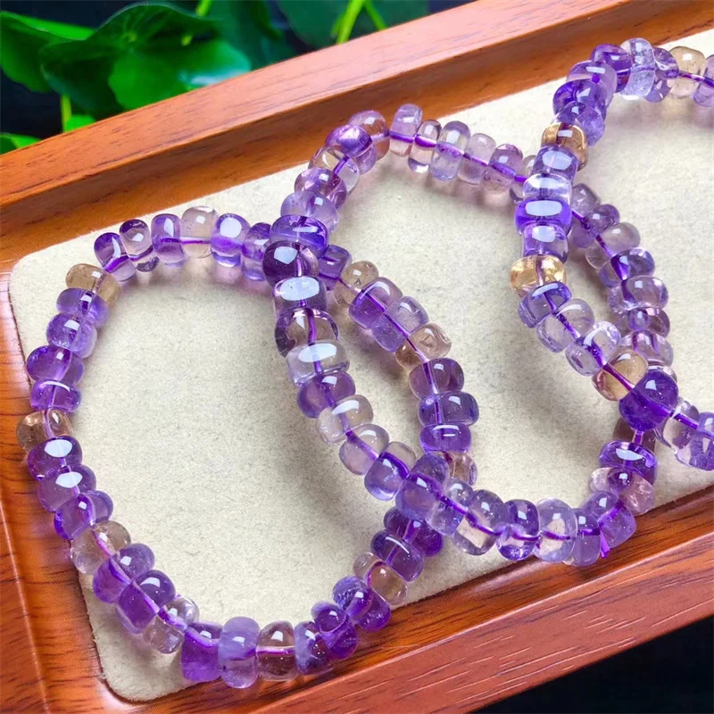 Natural Ametrine Bracelet Crystal Healing Energy Fengshui Jewelry LoversGift Holiday Gifts For Women 1pcs 4x8mm