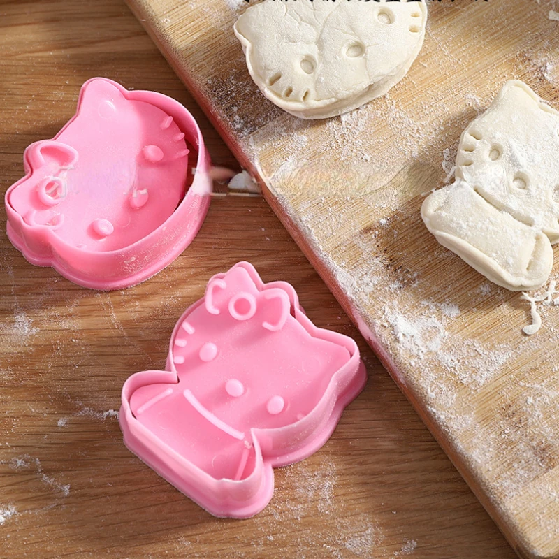 Sanrio Hello Kitty Cookie Moulds Fruit Sugar Pasty Cake Mold Anime 3D Stamp Cartoon Bread Mold Kitchen Accessories Baking Tools