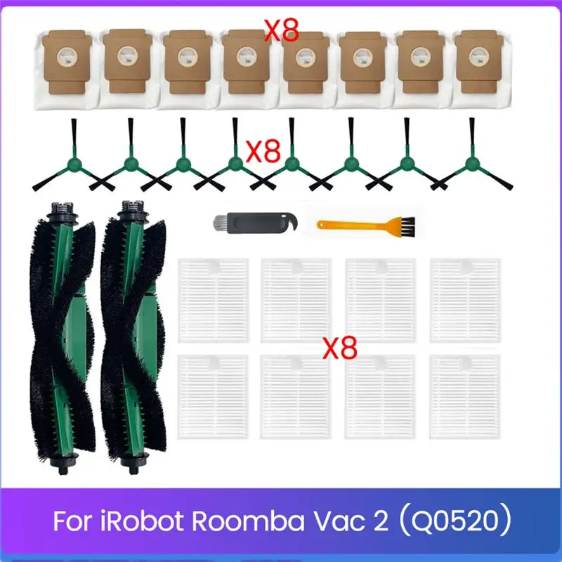 

Запасные части для пылесоса iRobot Roomba Combo Essential Vac 2 Q052: основная боковая щетка, HEPA-фильтры, мешки для сбора пыли YCOC