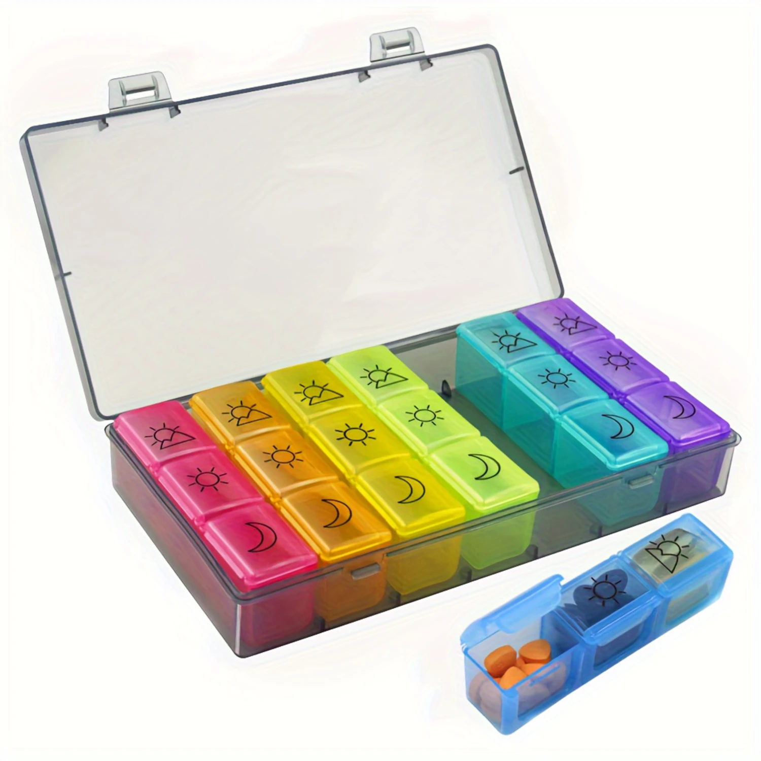 

7-Day Pill Organizer With 3 Daily Compartments - Large Moisture-Proof Medicine Case, Portable Vitamin & Supplement Holder With M