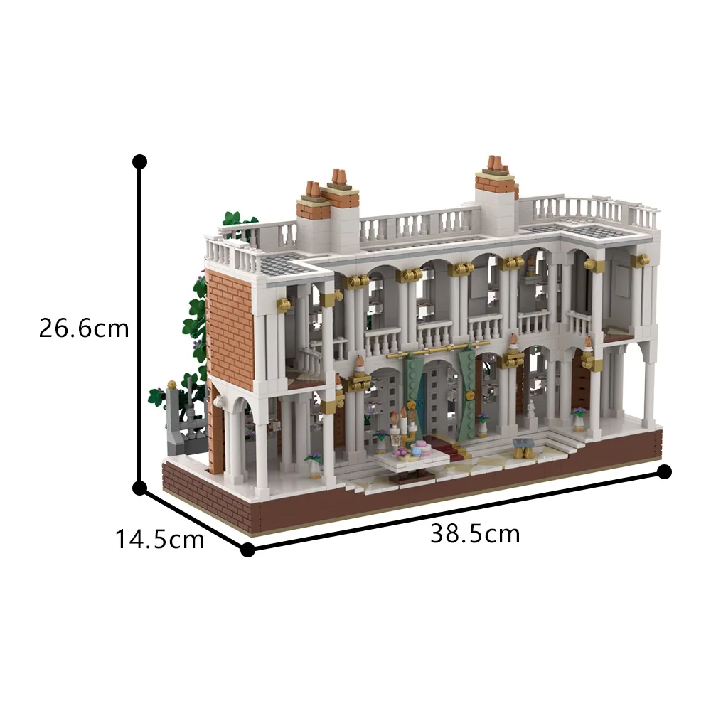 MOC architektura miasta Bridgertoned dom rodzinny klocki ogród willa widok na ulicę Model cegły DIY zabawka montażowa prezent dla dzieci