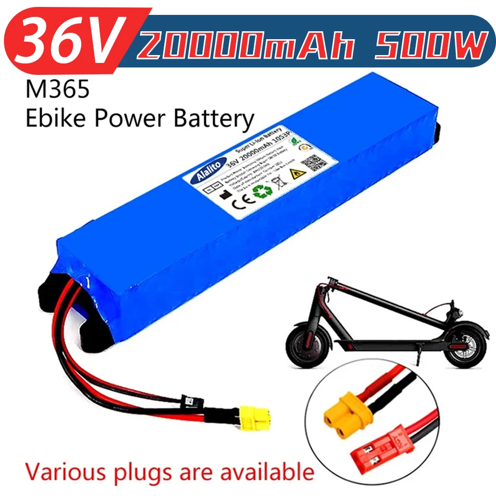 

2024 36V 20Ah 18650 Lithium Battery Pack 10S3P 20000mah 500W Same Port 42V M365 Power Battery with BMS