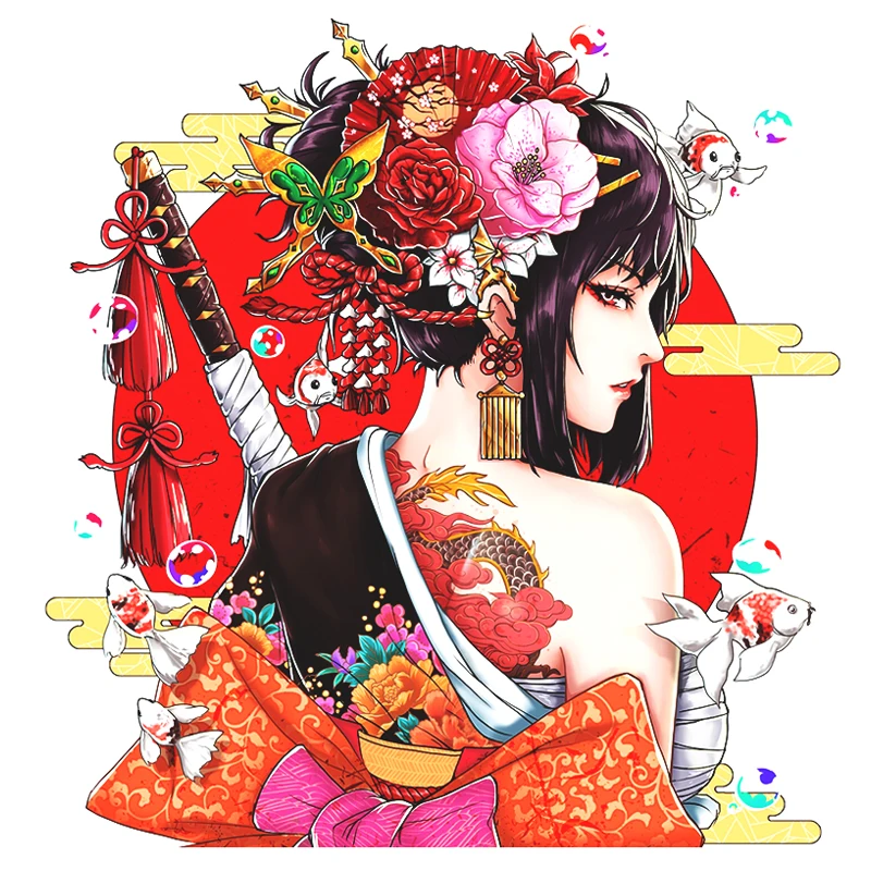 

Car Sticker For Creative Samurai Stickers Japanese Female Samurai Waterproof Vinyl Decal Car Accessories Decor