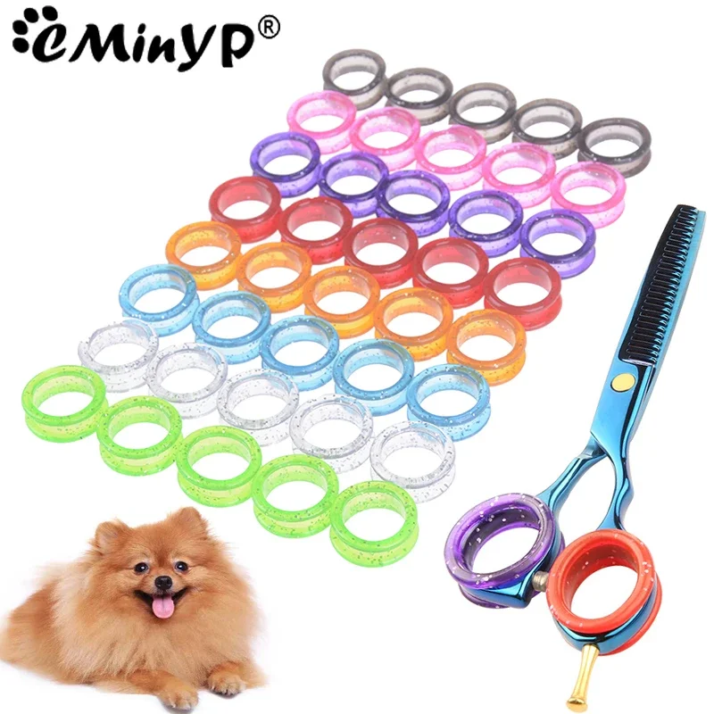 

5PCS Silicone Finger Rings for Cat Dog Hair Scissors Professional Pet Grooming Scissors Protector Cutting Curved Thinning Shears