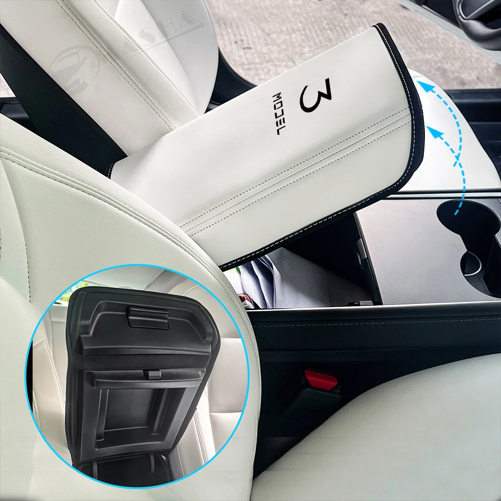 Car Armrest Box Cover for Tesla Model 3 Model Y 2019 2020 2021 2022 Central Control Armrest Decoration Interior Car Accessories