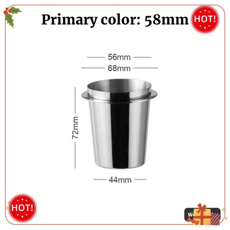 كوب جرعات القهوة ABLE-Silver 58 مم، كوب قهوة من الفولاذ المقاوم للصدأ، كوب نقل من الفولاذ المقاوم للصدأ، جامع مسحوق عالمي سهل الاستخدام