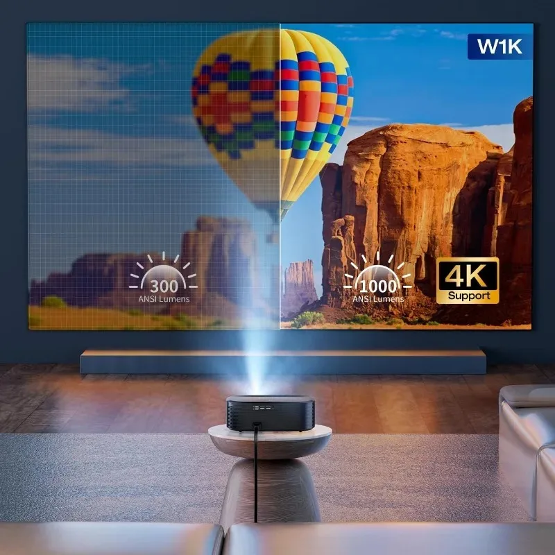 جهاز عرض 4K مخفض مع جهاز عرض أفلام خارجي واي فاي وبلوتوث مع NETFLIX/Prime Video YouTube مدمج في أكثر من 100,000 تطبيقات Su